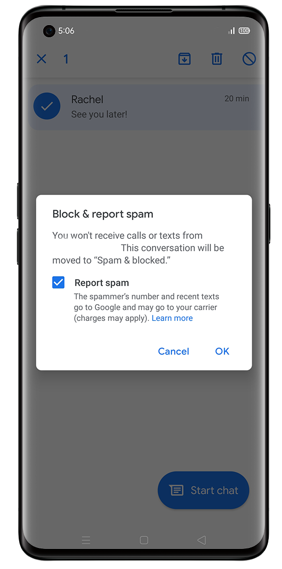 How to blocked Spam or any conversation in Google Message App?