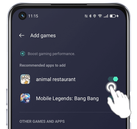 OPPO A74 Choose which game to add on OPPO Game Space
