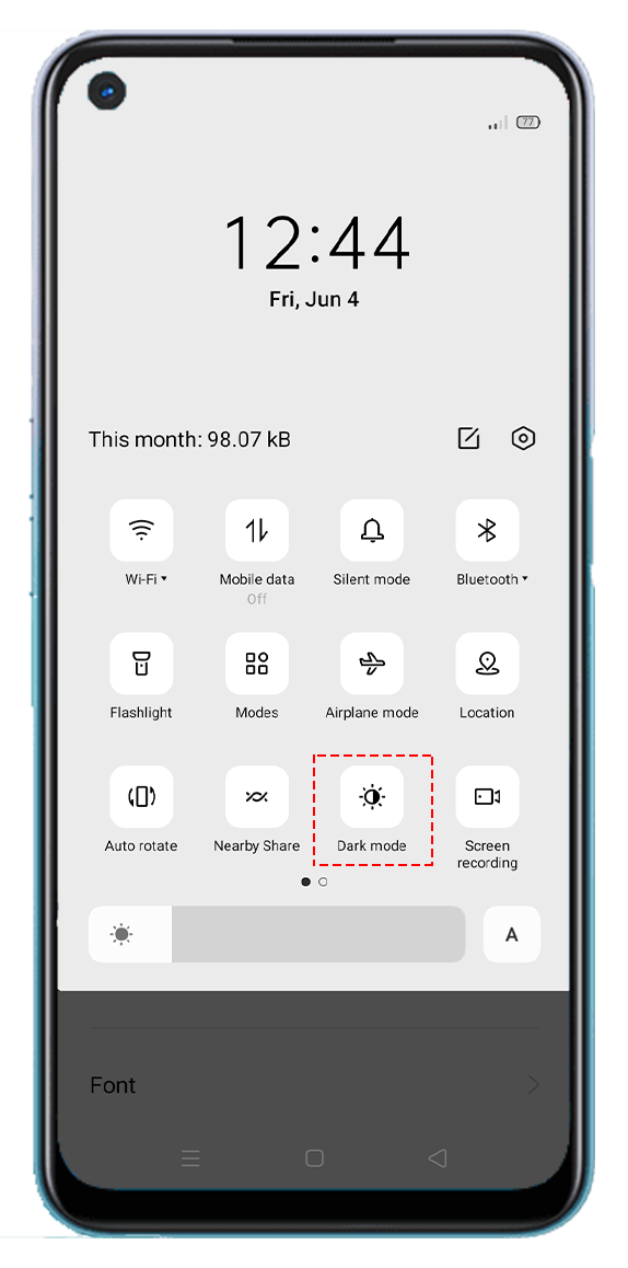 OPPO A54 Enable Dark Mode Control Center
