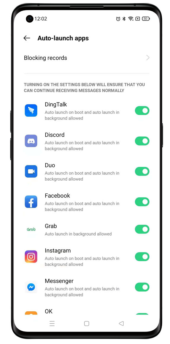 OPPO Auto-launch apps