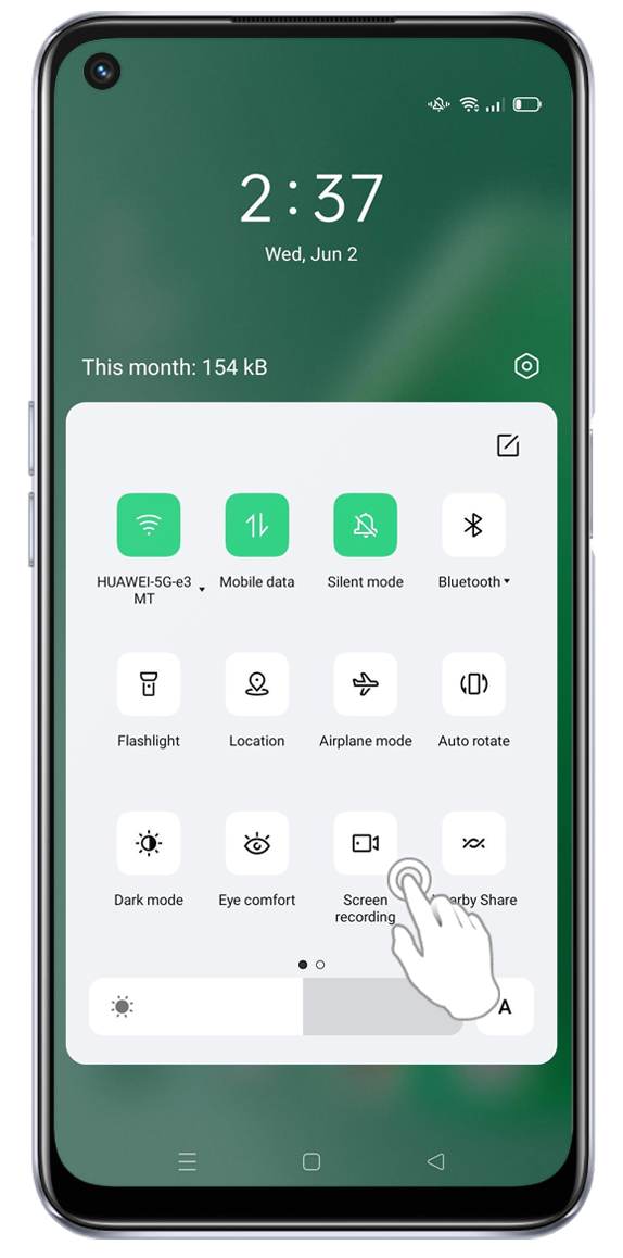 OPPO A74 5G Tap on Screen Recording feature on the Control Center