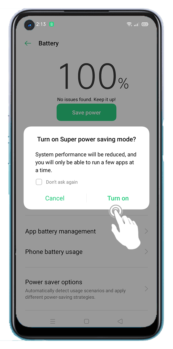 OPPO A54 Super Power Saving mode