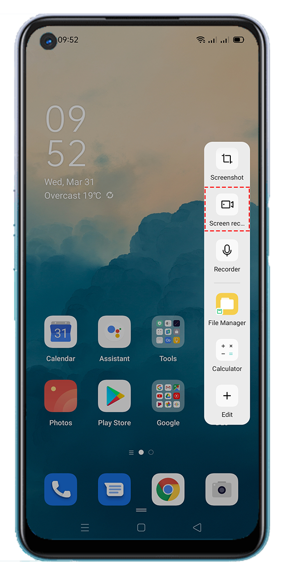 OPPO A54 Smart Sidebar Screen recording