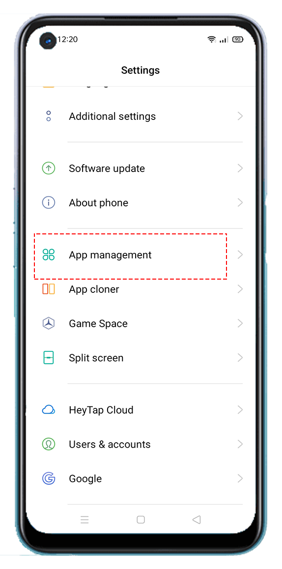 OPPO A54 App Management