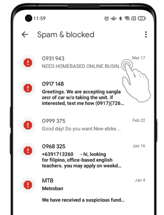 How to Access Blocked Messages on OPPO Smartphone_Select a message to read