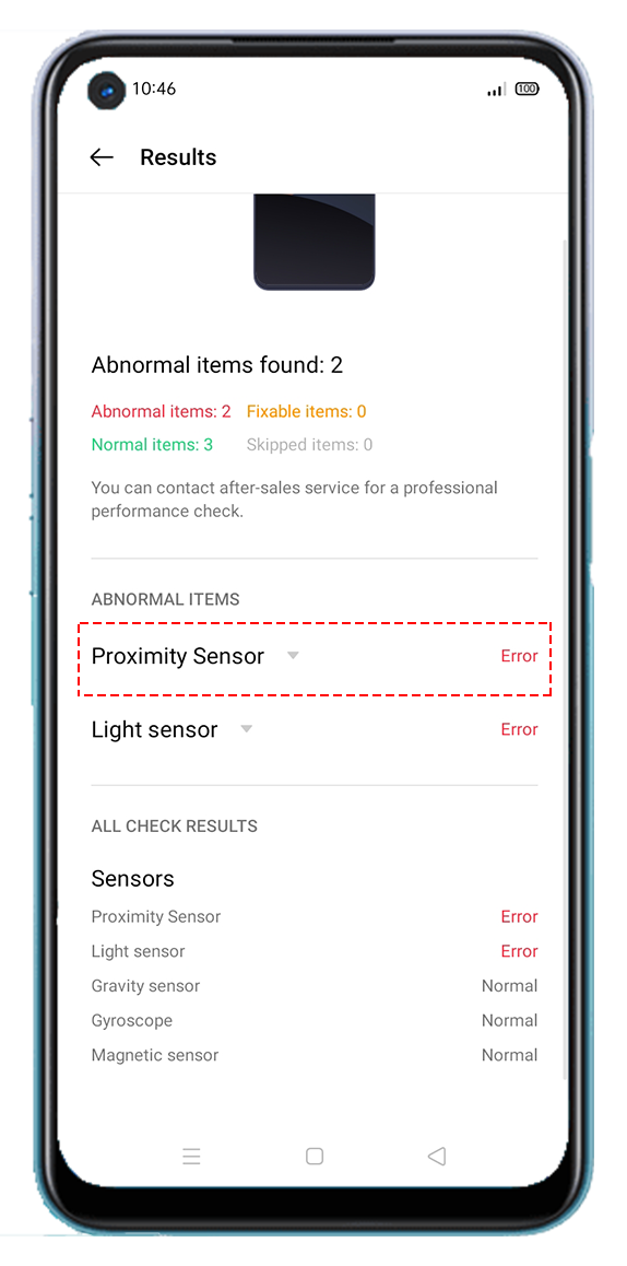 OPPO A54 Proximity Sensor Check