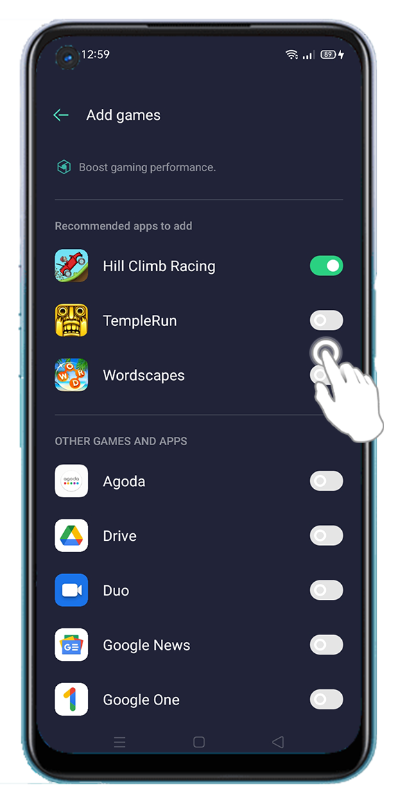 OPPO A54 Add Games on Game Space_2