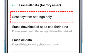 Reset system settings only