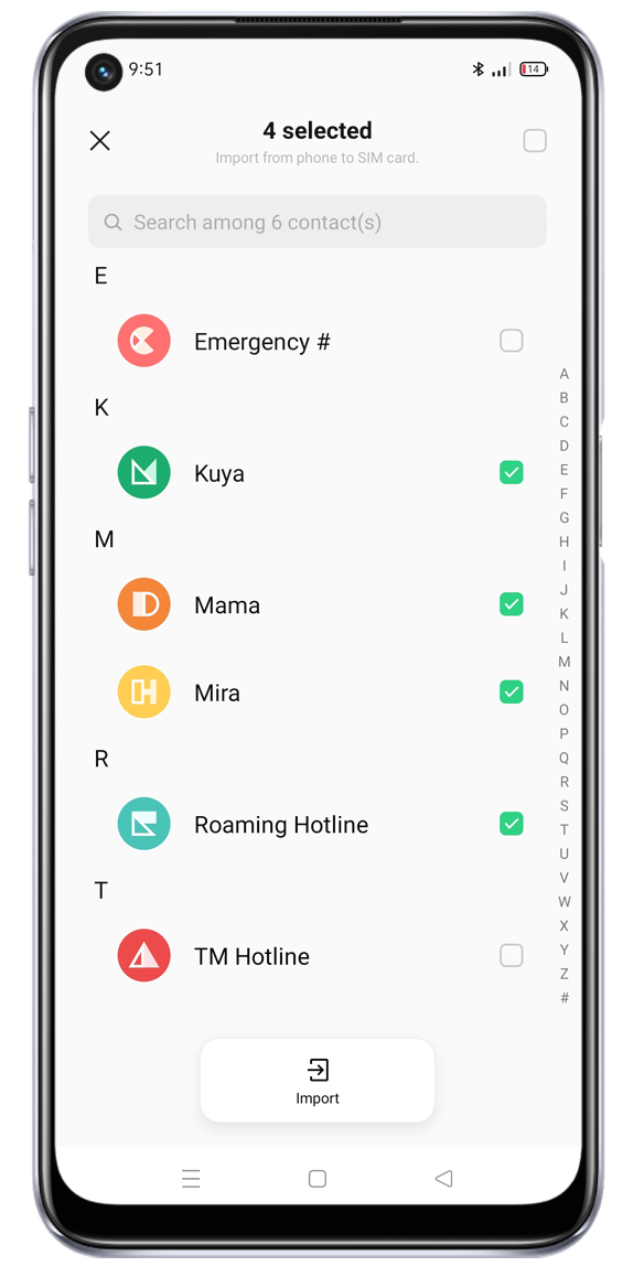 OPPO A74 5G Import contacts