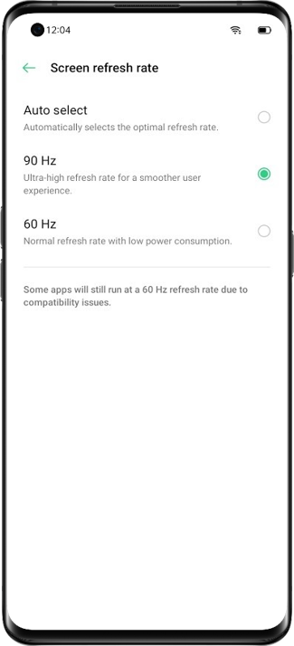 How to change the refresh rate in OPPO A53?