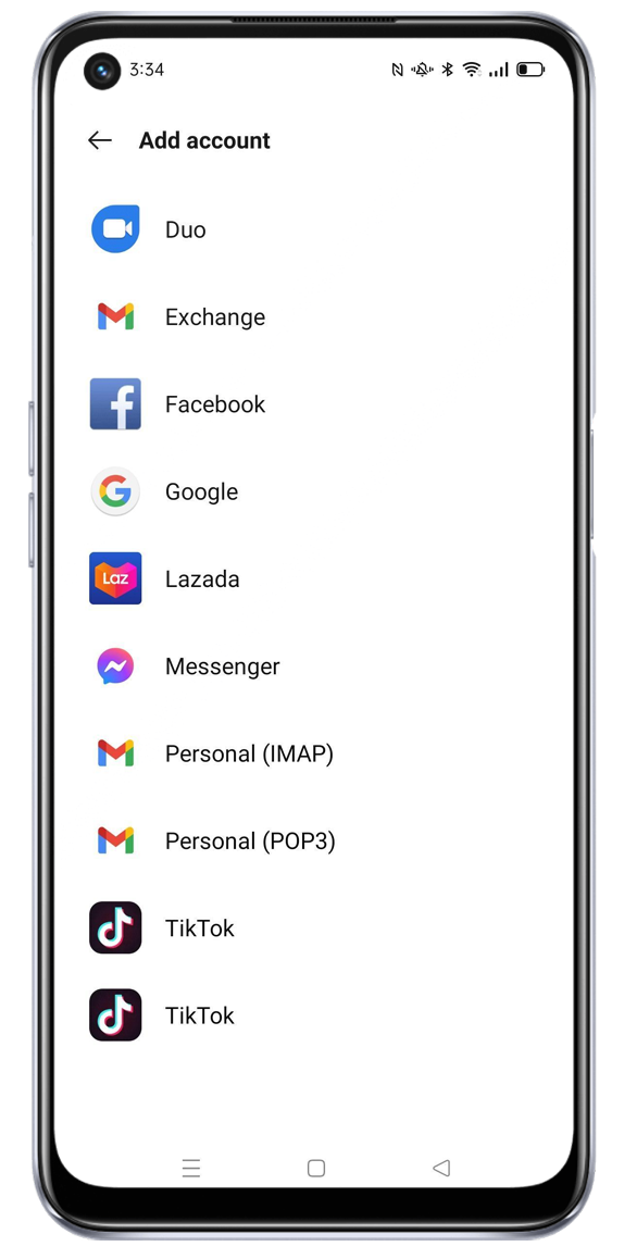 OPPO A74 5G Add an account on the users and accounts