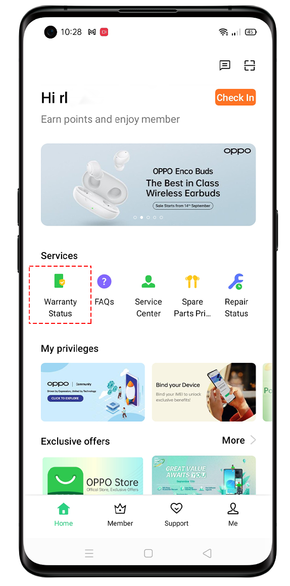 OPPO My OPPO App Warranty Status