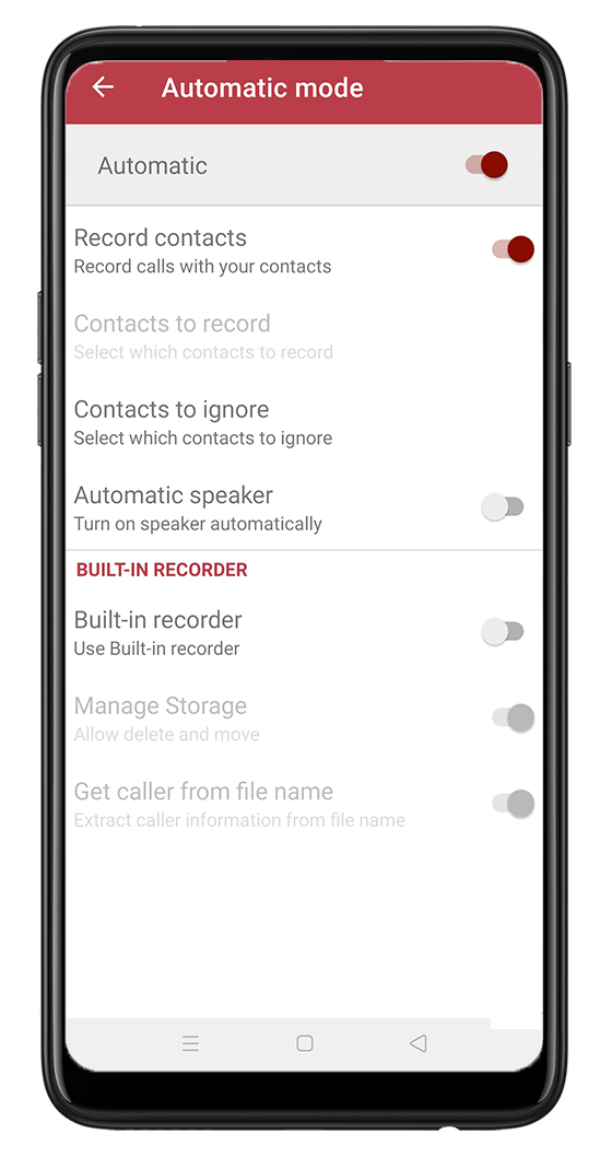 Automatic Mode Call Recording
