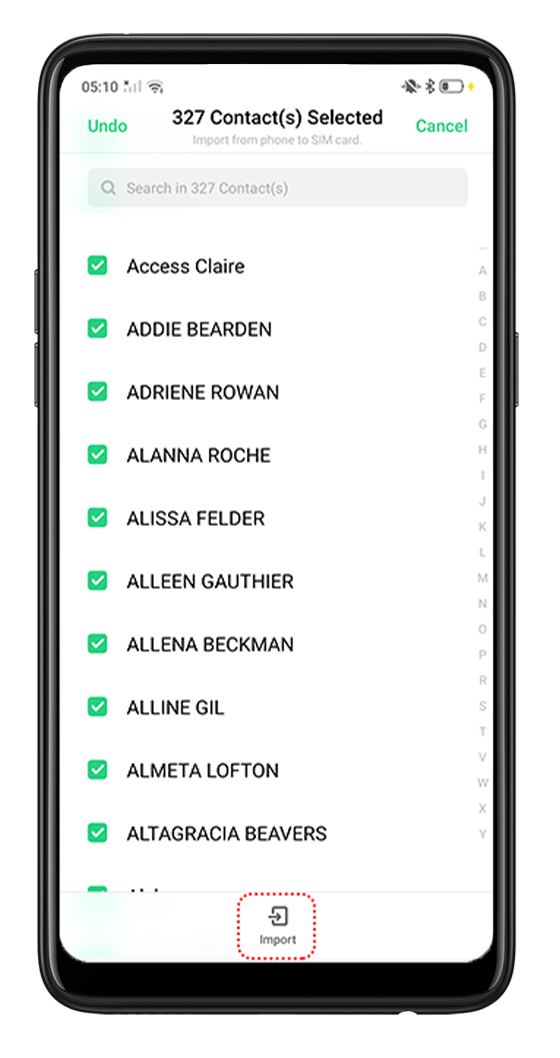 OPPO Import Contacts