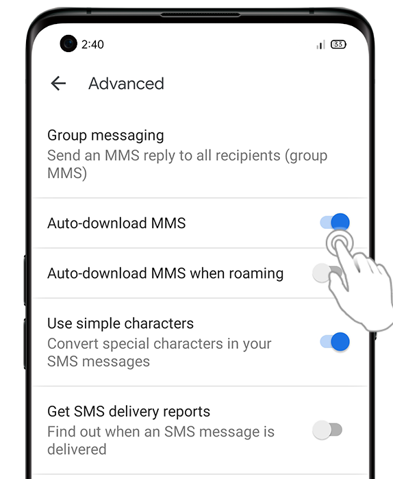 How to auto-download MMS in Google Message App?