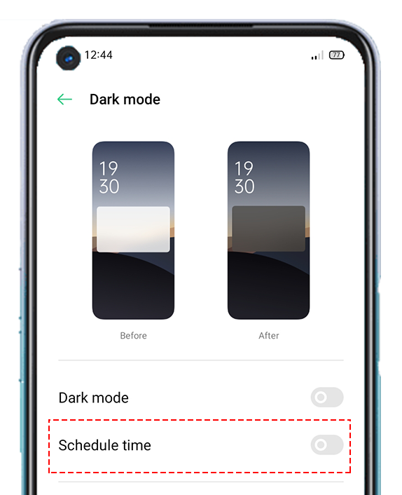 OPPO A54 Dark Mode Schedule Time