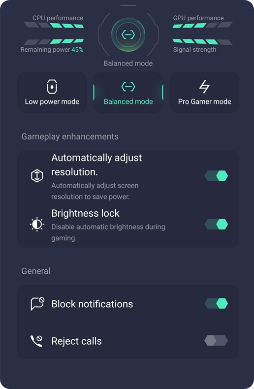 OPPO Game Space Balanced Mode