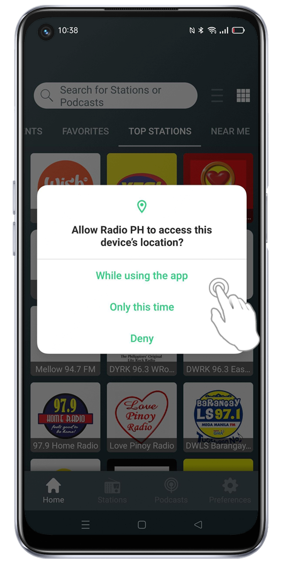OPPO A74 5G Allow the radio app to access location